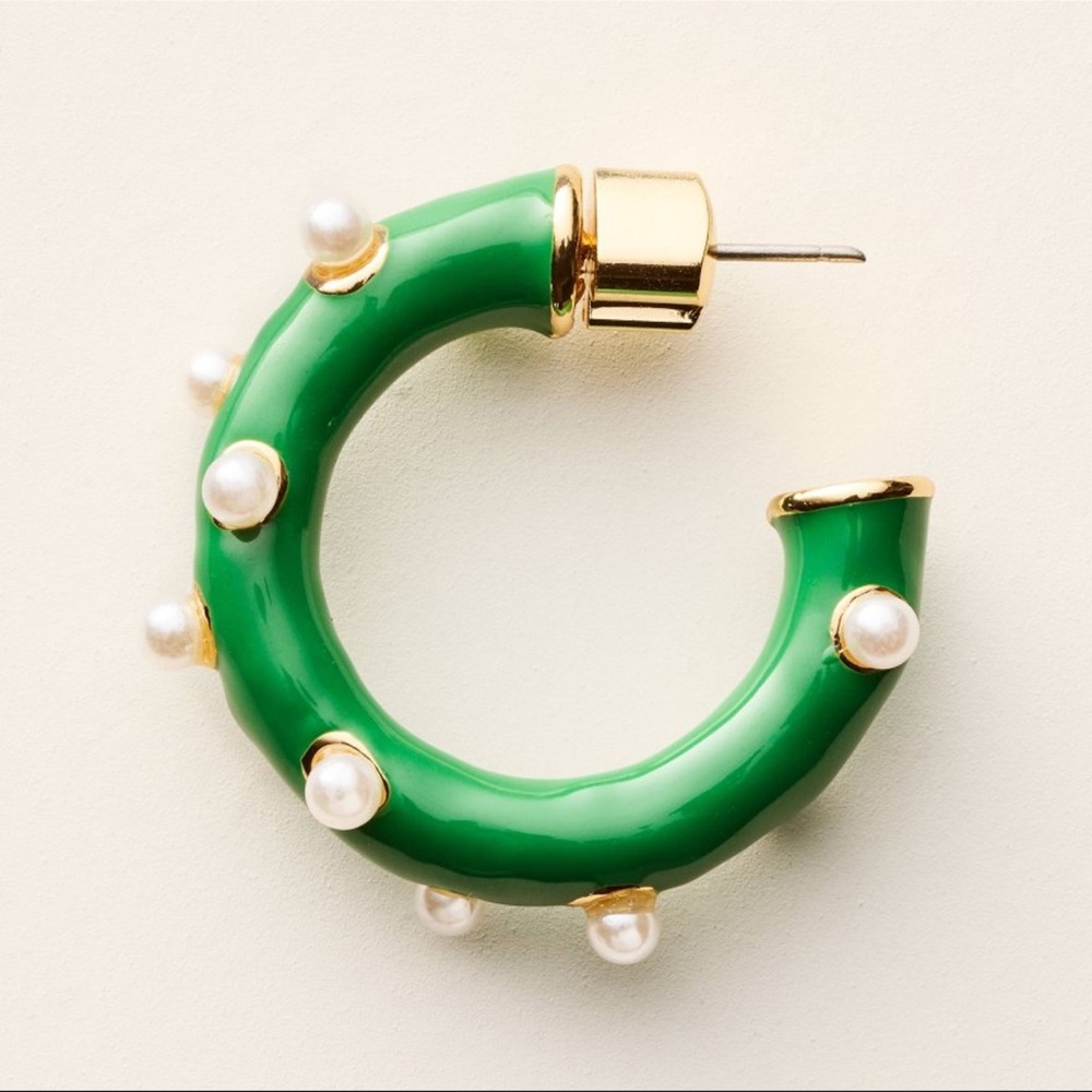 Kate Spade Target NWT Pearl Polka Dot Earrings Green - Picture 2 of 4